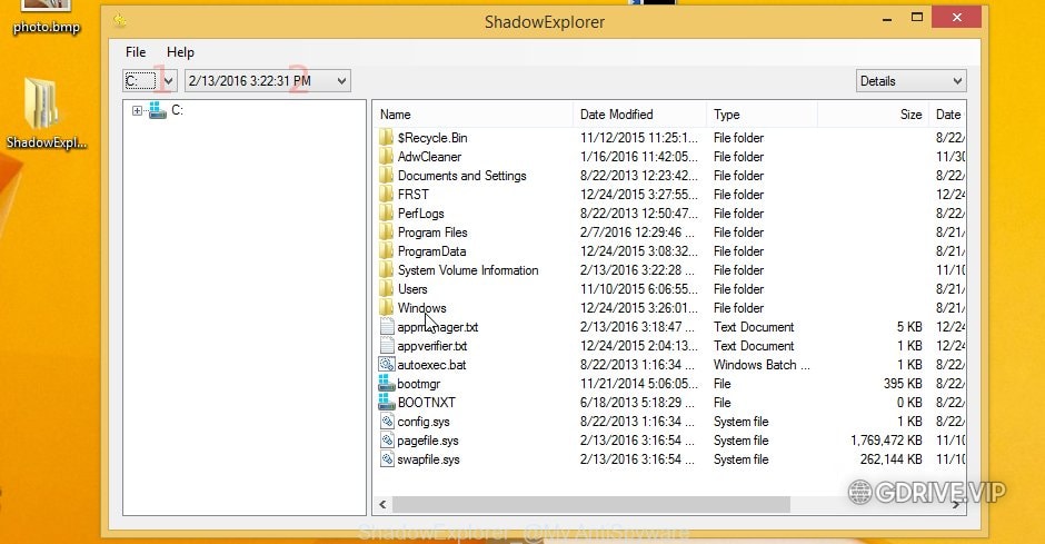 ShadowExplorer recover files encrypted by the Shgv crypto malware