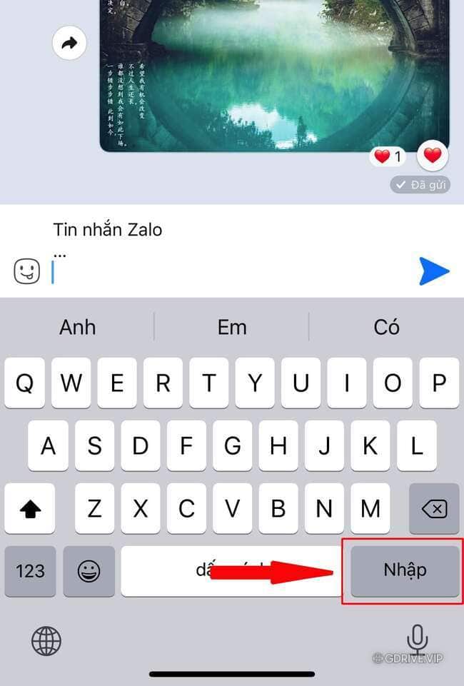 Cách xuống dòng trong Zalo trên điện thoại iPhone