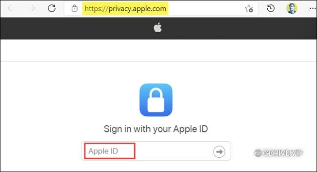 Truy cập trang privacy.apple.com