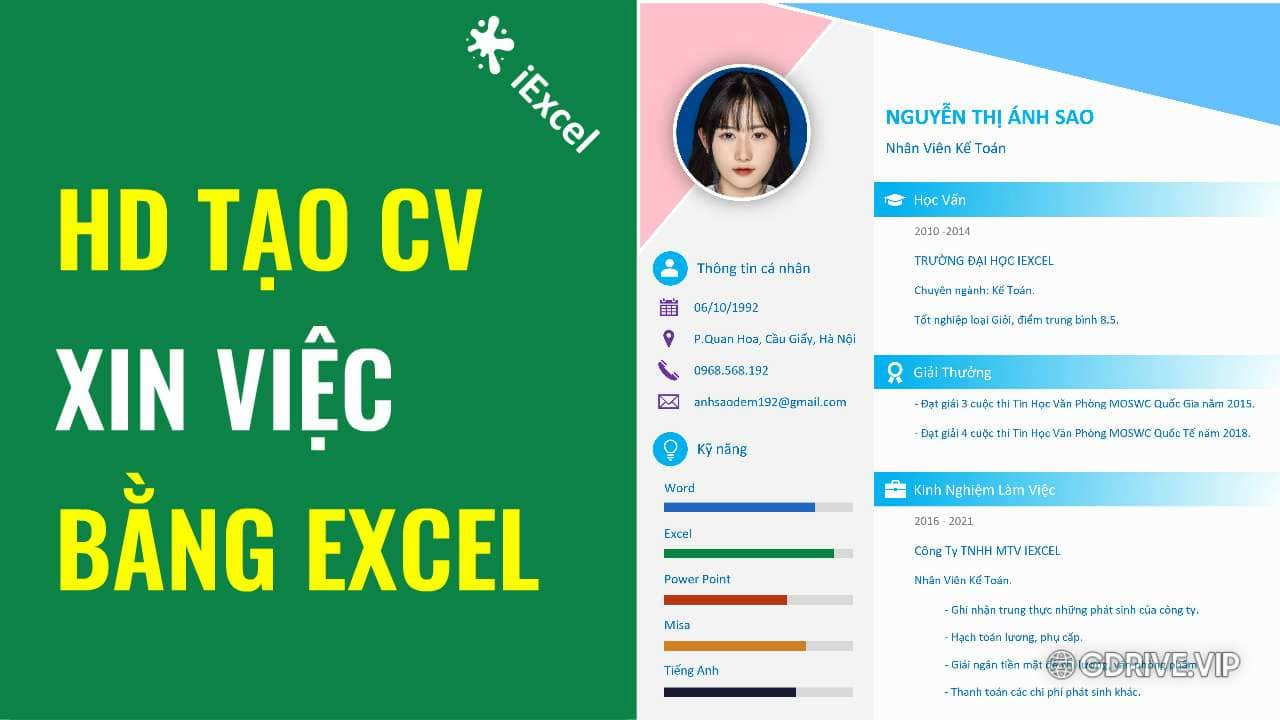 File Mẫu Cv Xin Việc Bằng Excel Cực Đẹp Và Chuyên Nghiệp - Gdrive Vip -  Google Drive Unlimited