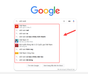 Gợi ý tìm kiếm trên Google Chrome